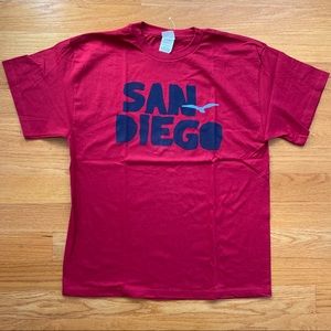 NWOT San Diego California Men’s Large RED T-Shirt Short Sleeve Delta Pro Weight